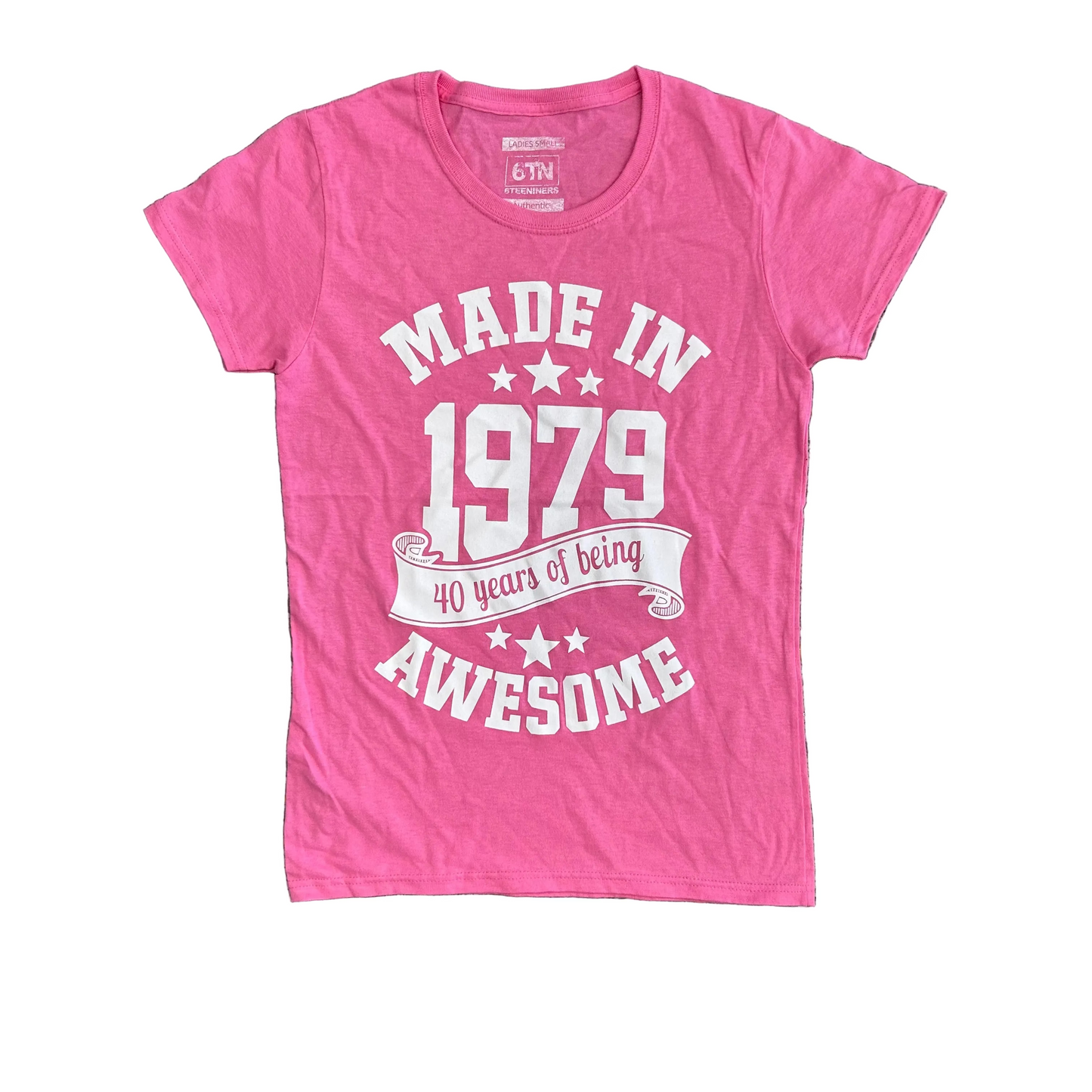Made in 1979 40 Years of Awesome Pink Tshirt - XSmall - 16" x 25"