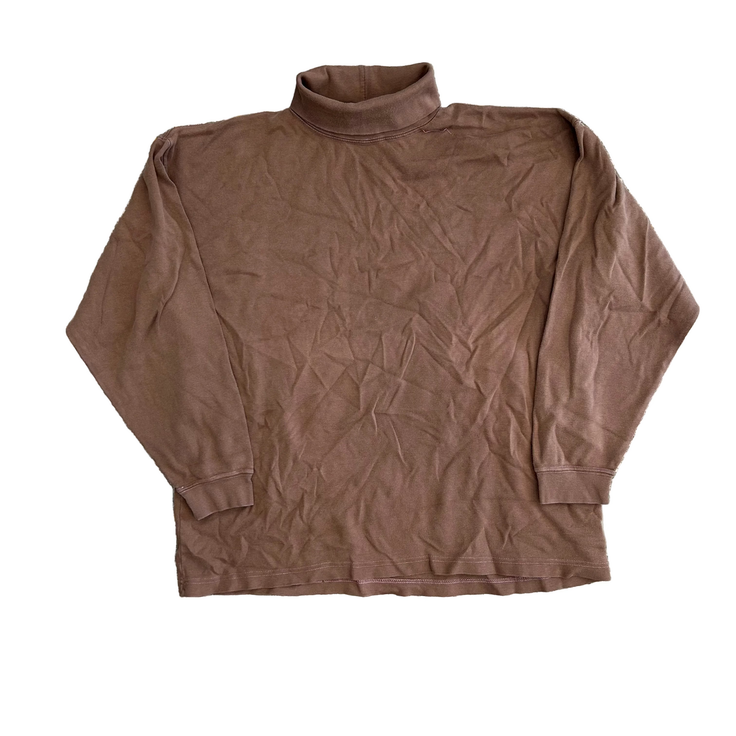 Minerals Two Hundred Twelve Degrees Brown Cotton Mock Neck Longsleeve Shirt - Large - 23" x 25.5"