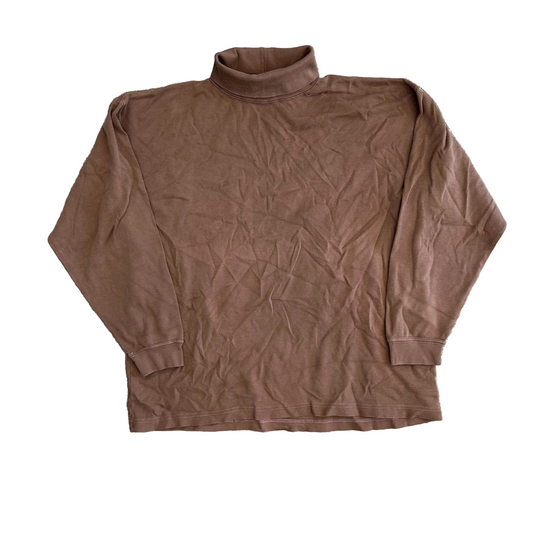 Minerals Two Hundred Twelve Degrees Brown Cotton Mock Neck Longsleeve Shirt - Large - 23" x 25.5"