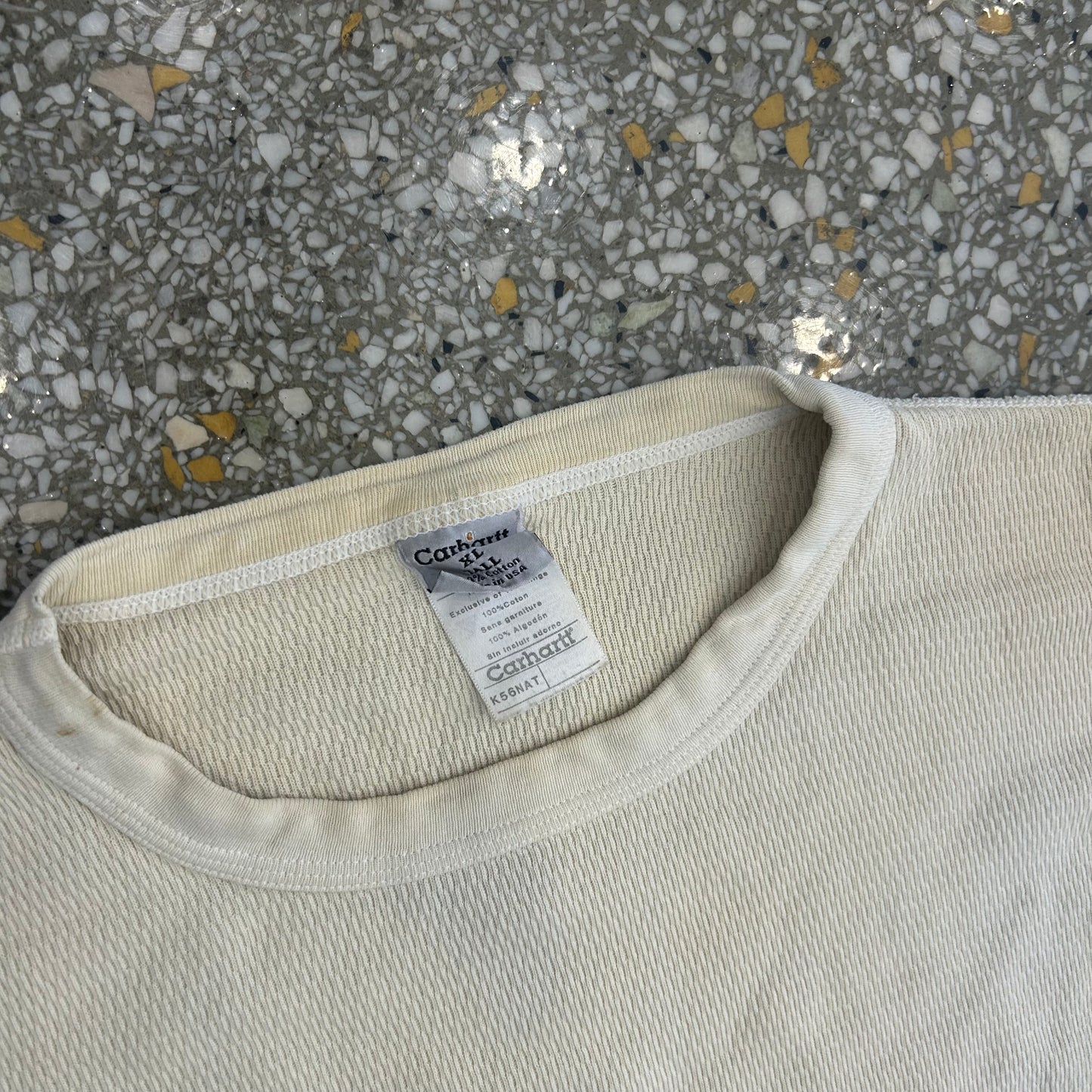 90’s Carhartt Carphartt White Thermal Longsleeve Shirt - Medium - 20" x 25"