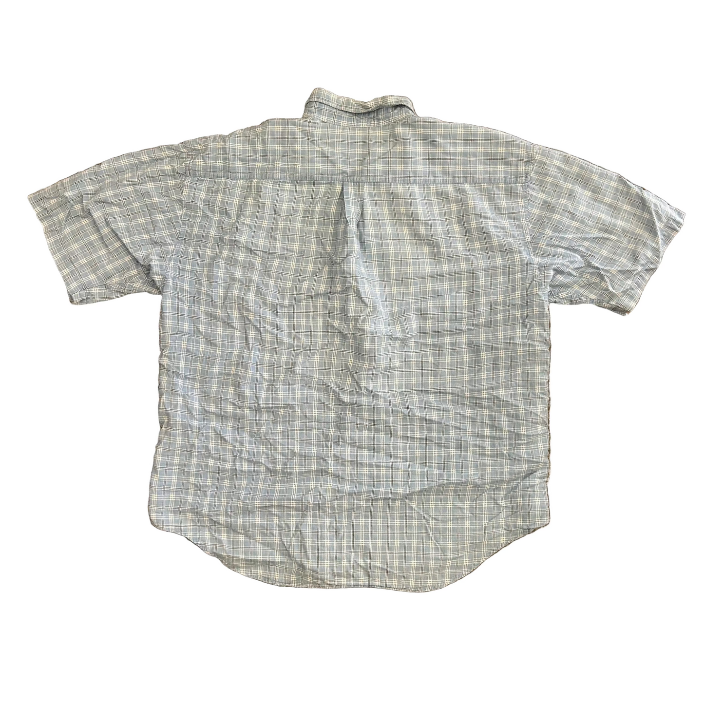 Gap Cotton Plaid Blue Button Up Short Sleeve Shirt - XLarge - 26" x 31"