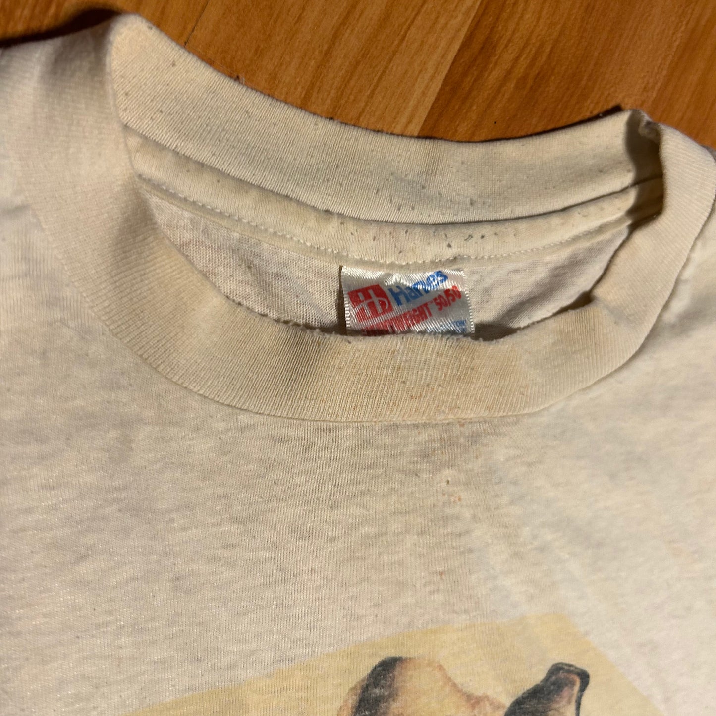 90’s Hanes Heavyweight White Jersey Cow Portrait 50/50 Cotton Polyester Tshirt - Medium - 21.5” x 28”