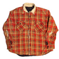 80/90's Sears Red Orange Nylon Lined Distressed Button Up Cotton Polyester Flannel Shirt - XLarge - 25" x 29"