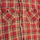 80/90's Sears Red Orange Nylon Lined Distressed Button Up Cotton Polyester Flannel Shirt - XLarge - 25" x 29"