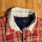 80/90's Sears Red Orange Nylon Lined Distressed Button Up Cotton Polyester Flannel Shirt - XLarge - 25" x 29"
