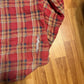 80/90's Sears Red Orange Nylon Lined Distressed Button Up Cotton Polyester Flannel Shirt - XLarge - 25" x 29"