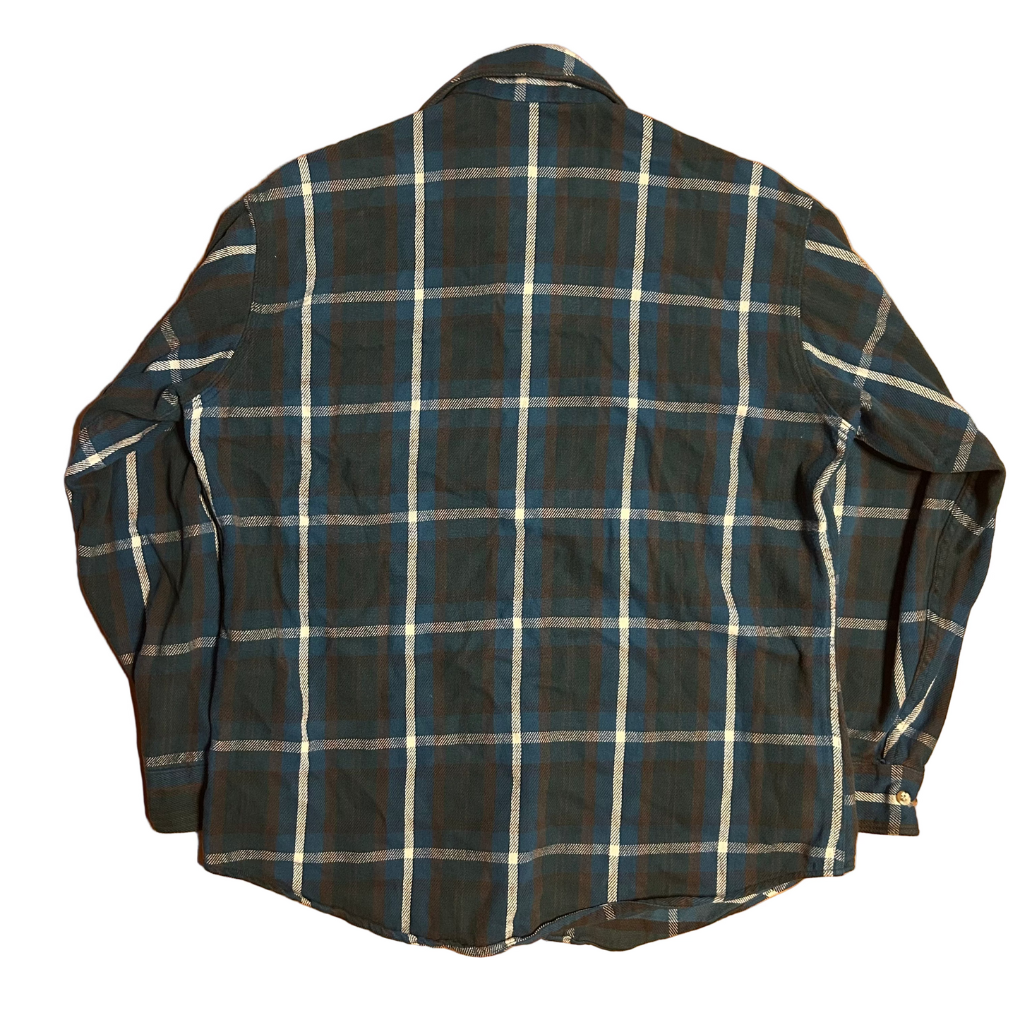 90's St. John's Bay Green Blue Button Up Cotton Flannel Shirt - XLarge - 24" x 30"