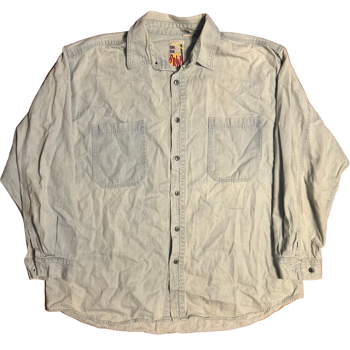 90's On The Brink Denim Jean Button Up Cotton Shirt - XLarge - 26" x 30"