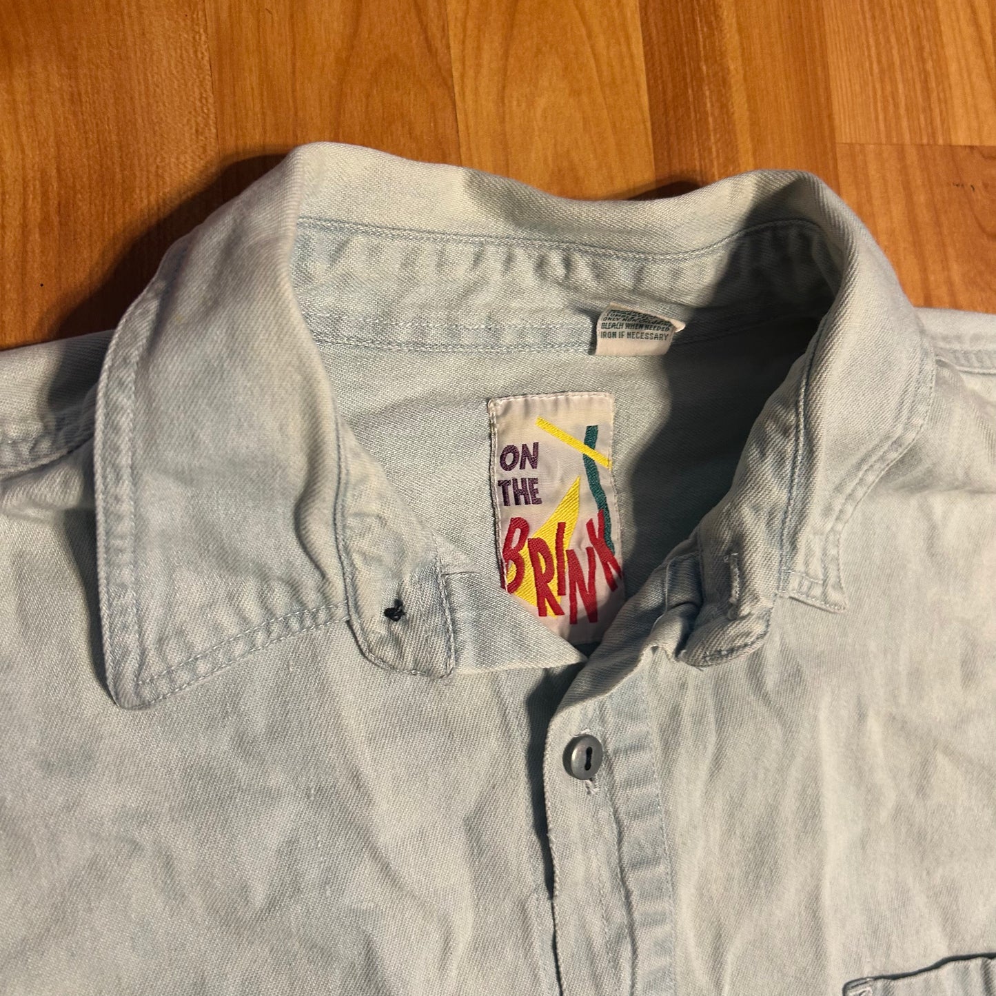 90's On The Brink Denim Jean Button Up Cotton Shirt - XLarge - 26" x 30"