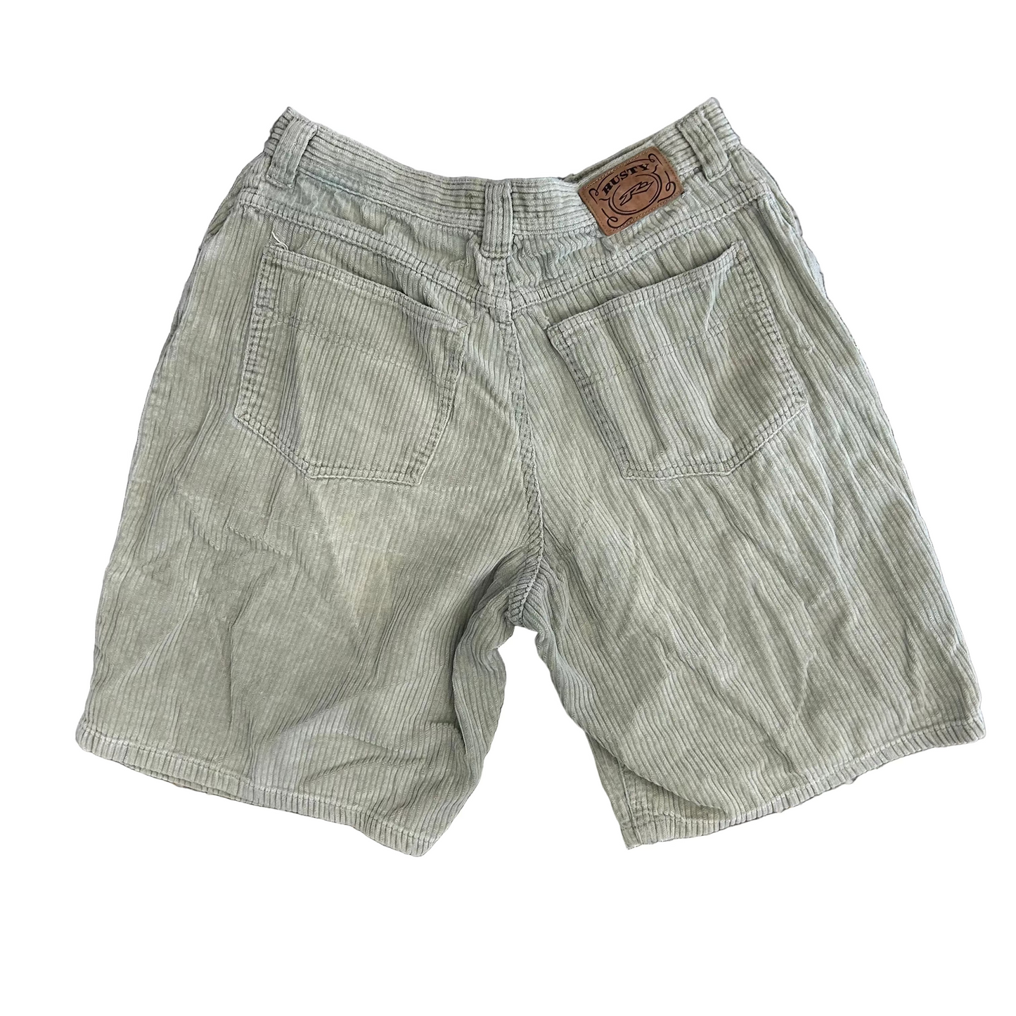 Rusty Corduroy Green Shorts - 29" x 9.5"