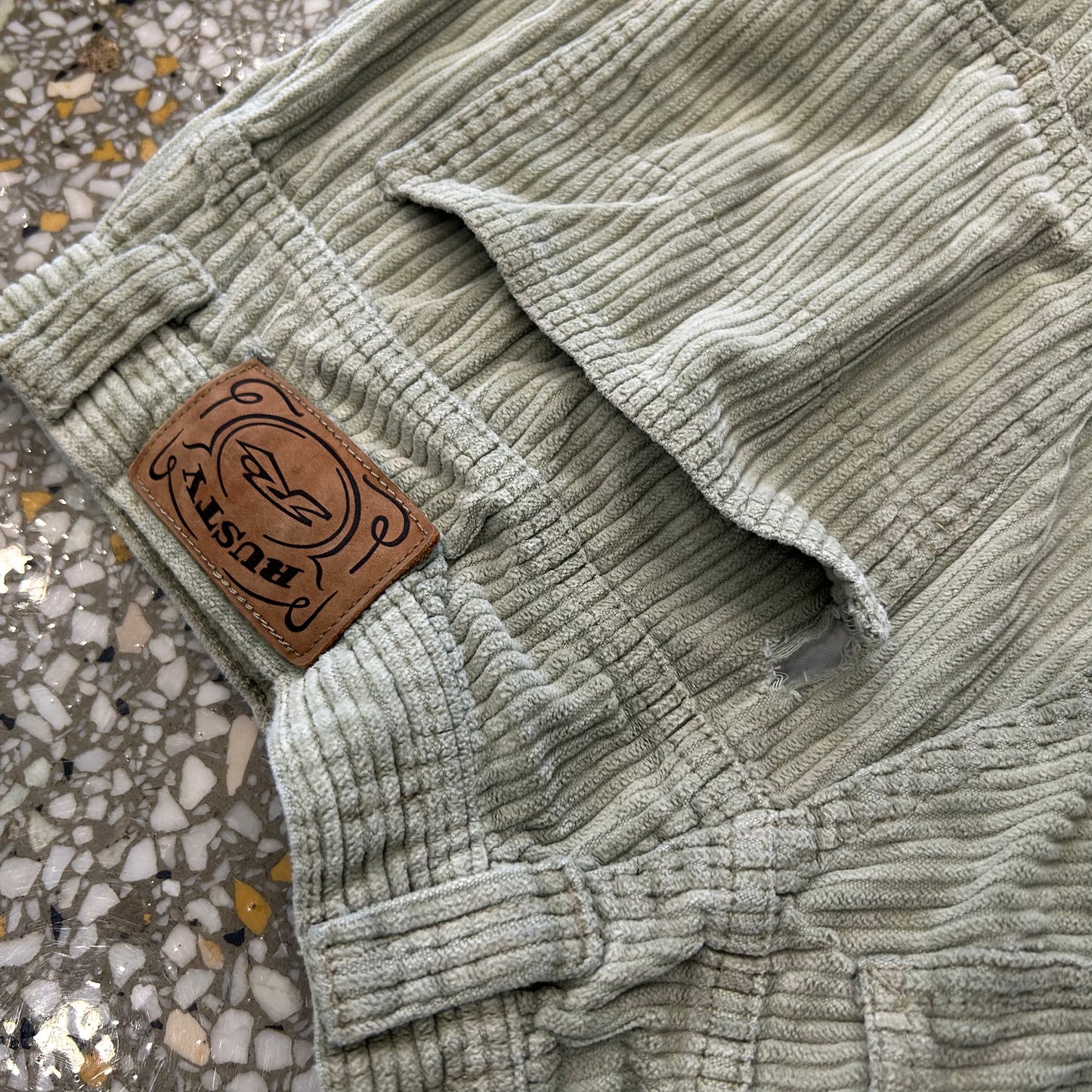 Rusty Corduroy Green Shorts - 29" x 9.5"