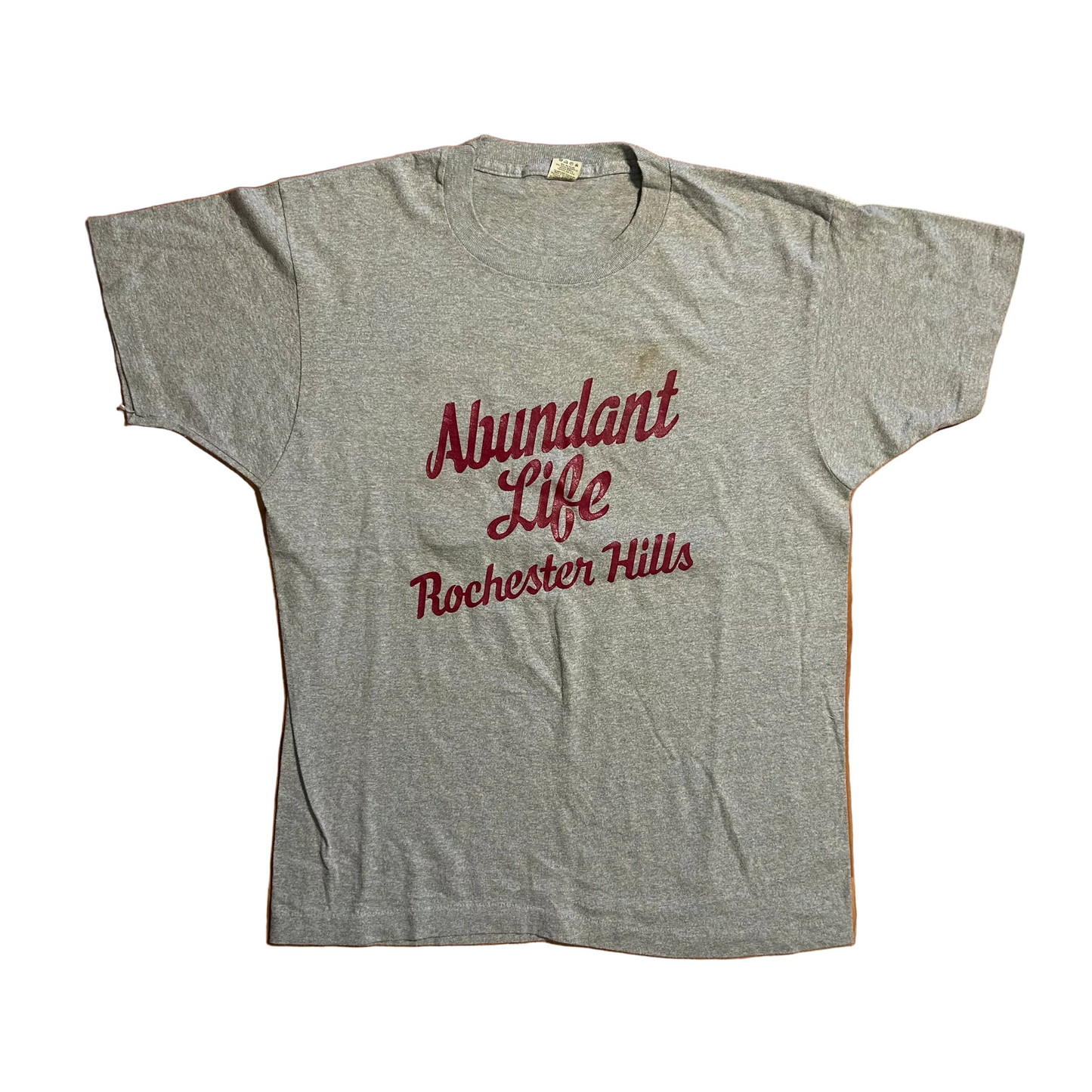 80's Screen Stars Abundant Life Grey Tshirt - Medium - 20" x 27"