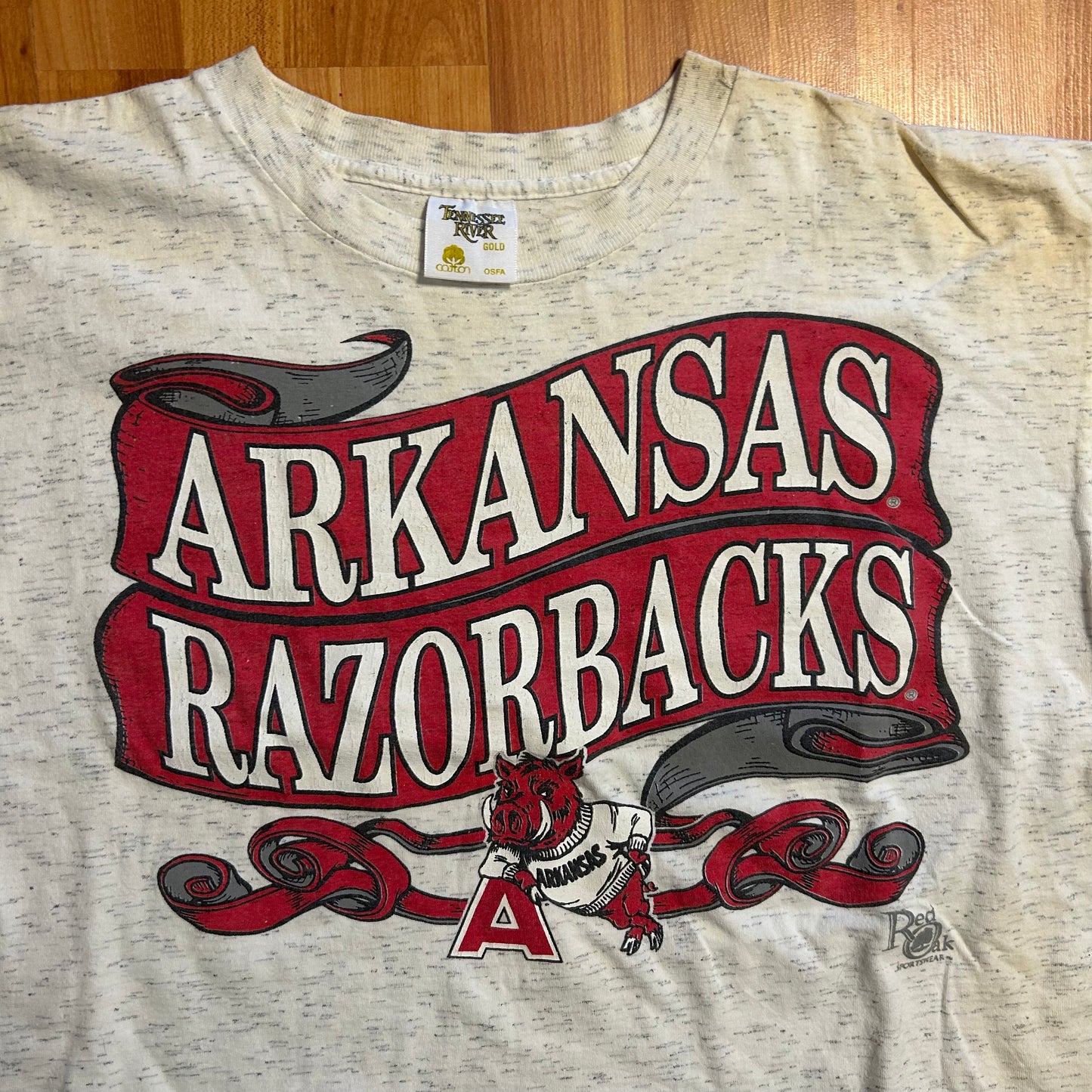 80/90's Tennessee River Arkansas Razorbacks Grey Tshirt - XLarge - 24" x 21.5"