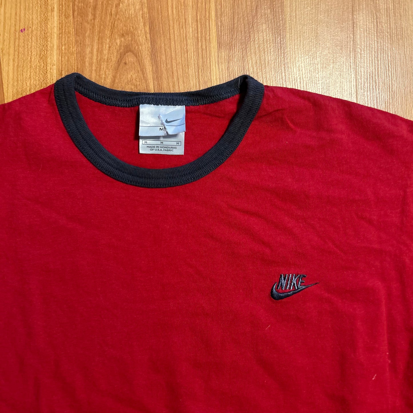 00's Nike Red Ringer Tshirt - Large - 22" x 26"