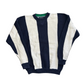 John Ashford Navy Blue White Striped Sweater - Large - 22.5" x 25"