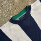 John Ashford Navy Blue White Striped Sweater - Large - 22.5" x 25"