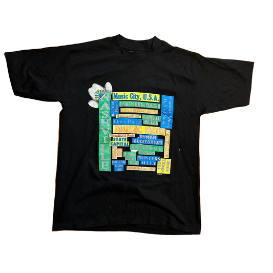 80's Belton Music City USA Nashville Black Tshirt - Medium - 20" x 27"