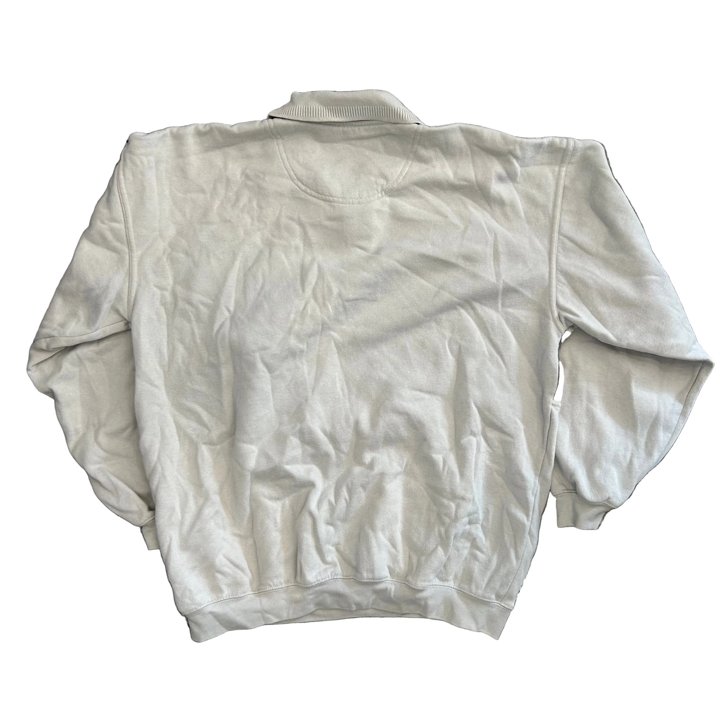 Safe Harbor Sportswear Cream Crewneck Collared Sweatshirt - Large - 23" x 26"