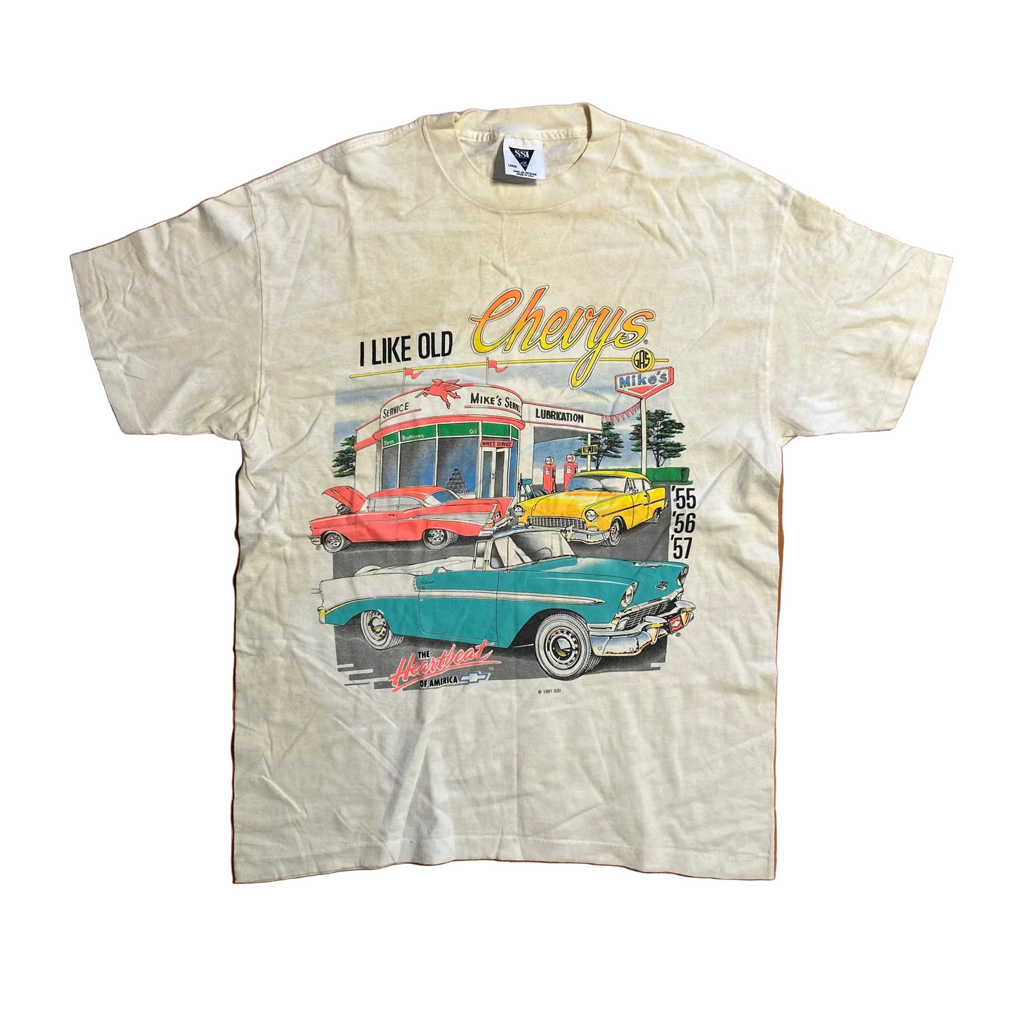 90's SSI I Like Old Chevys White Tshirt - Medium - 21.5" x 29"