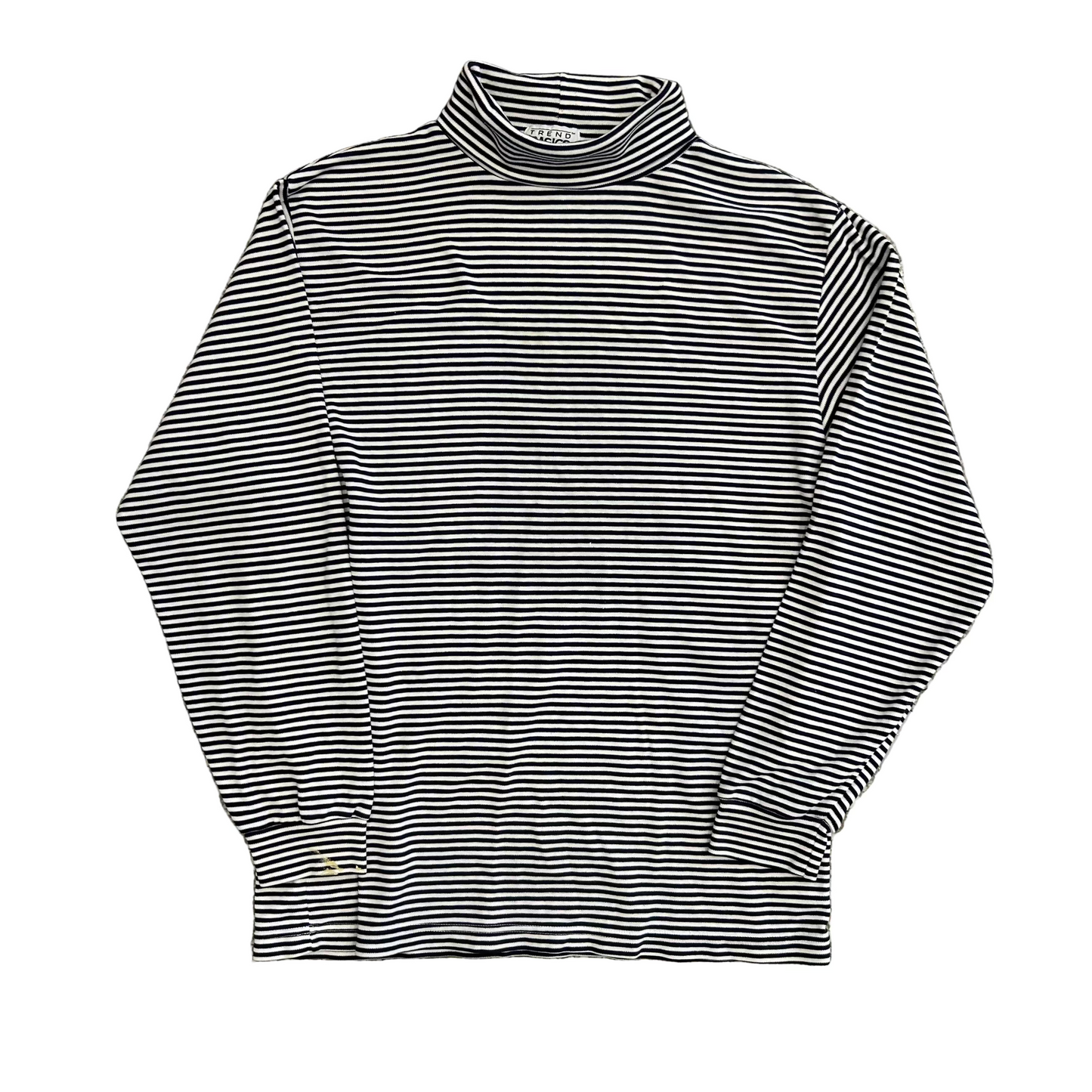 Trend Basics Navy Striped Mock Neck Longsleeve Shirt - Medium - 20" x 27"