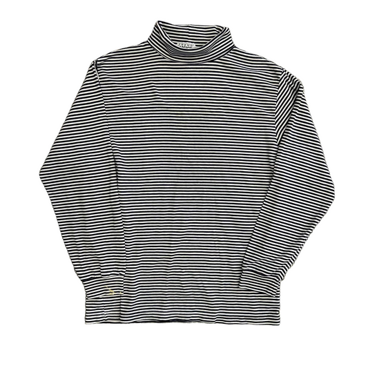 Trend Basics Navy Striped Mock Neck Longsleeve Shirt - Medium - 20" x 27"