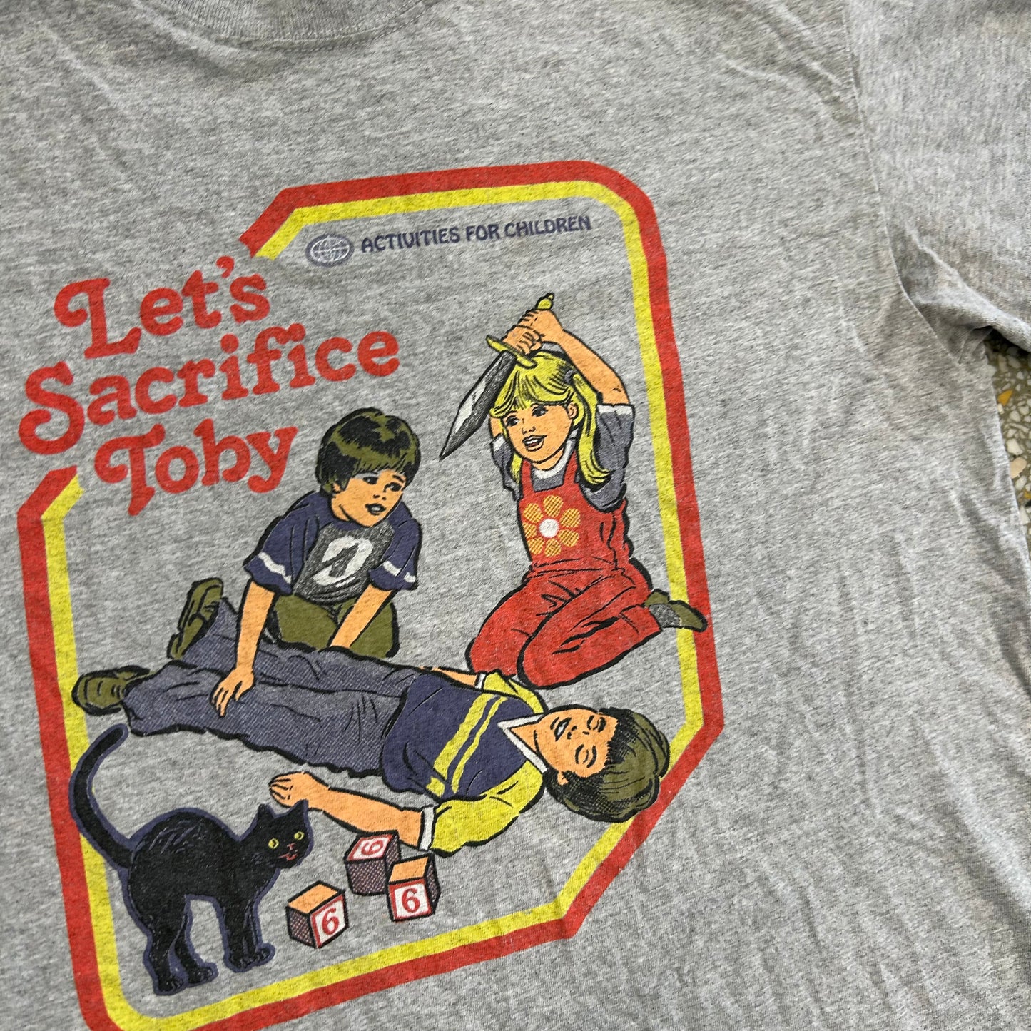 Activities for Kids Sacrifice Toby Grey Tshirt - Small - 19" x 26"