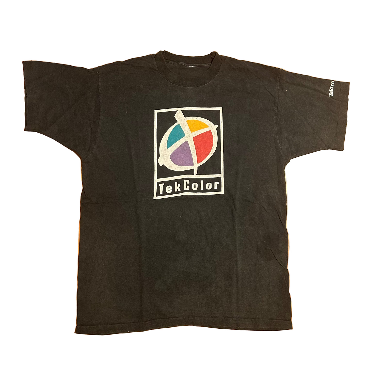 90’s TekColor Tektronix Logo Black Cotton Tshirt - Large - 22.5" x 29.5"