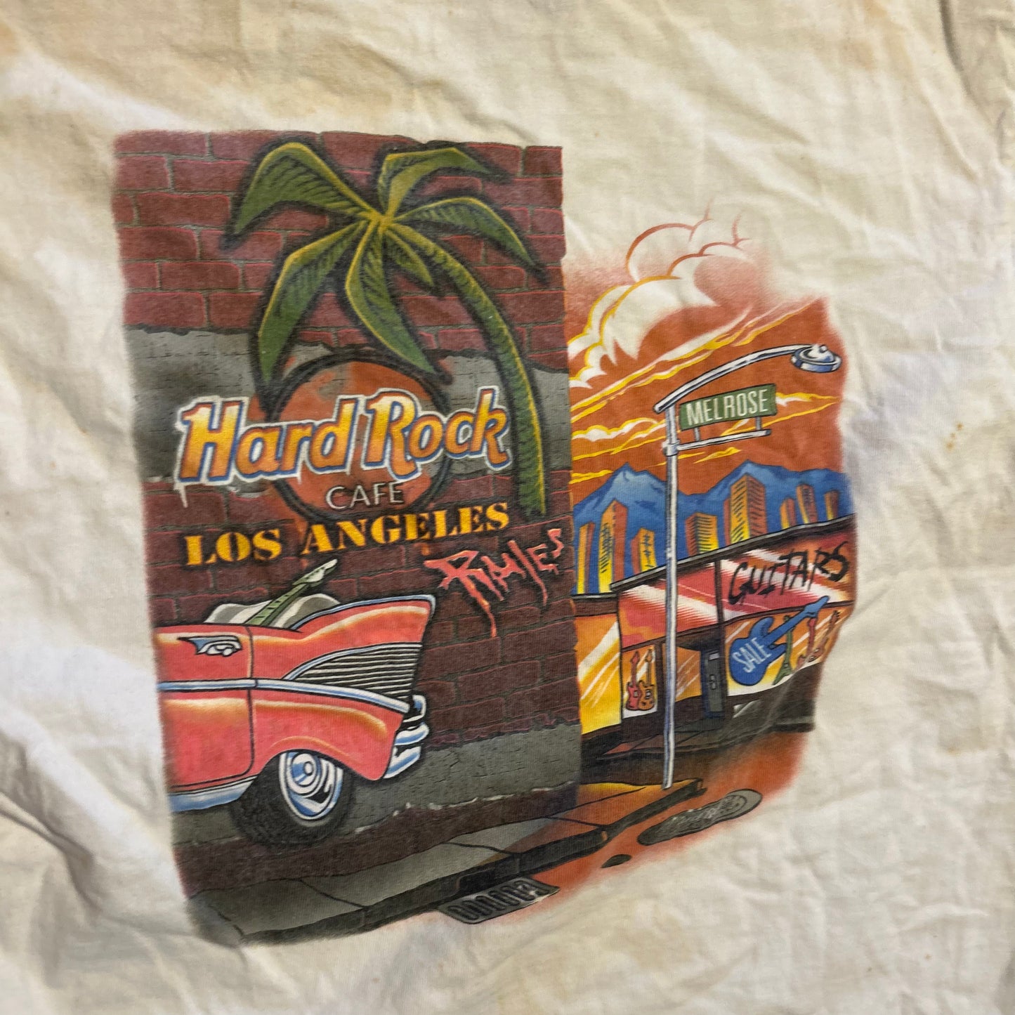 90's Hard Rock Cafe Heavy Tee Los Angeles White Tshirt - Small - 19" x 24"