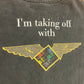 90’s Hanes Heavyweight Flight 4.0 to Chicago has Been Delayed I’m Taking Off with Delta Flight Airport Black Grey Faded Cotton Tshirt - Medium - 21" x 27"