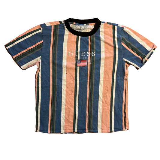 Guess Jeans Vertical Striped Los Angeles Tshirt - Medium - 21" x 26.5"