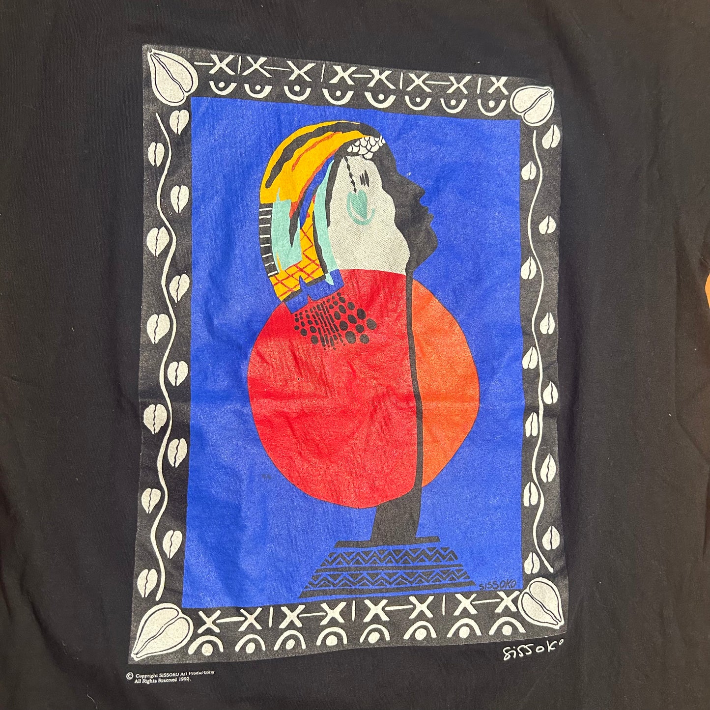 90’s FOTL Sissoko Art 1992 Black Cotton Tshirt - Large - 23" x 28"