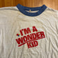 80's Screen Stars I'm a Wonder Kid Bread White Ringer Tshirt - Small - 19" x 24"