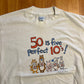 80's Springford Classic Sportswear 50 is Five Perfect 10's Shoebox Greetings White Tshirt - Medium - 20" x 28"