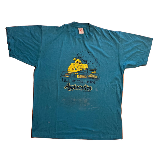 90's Jerzees I Just Do This For The Aggravation Dog Cook Blue Tshirt - Large - 23" x 29"