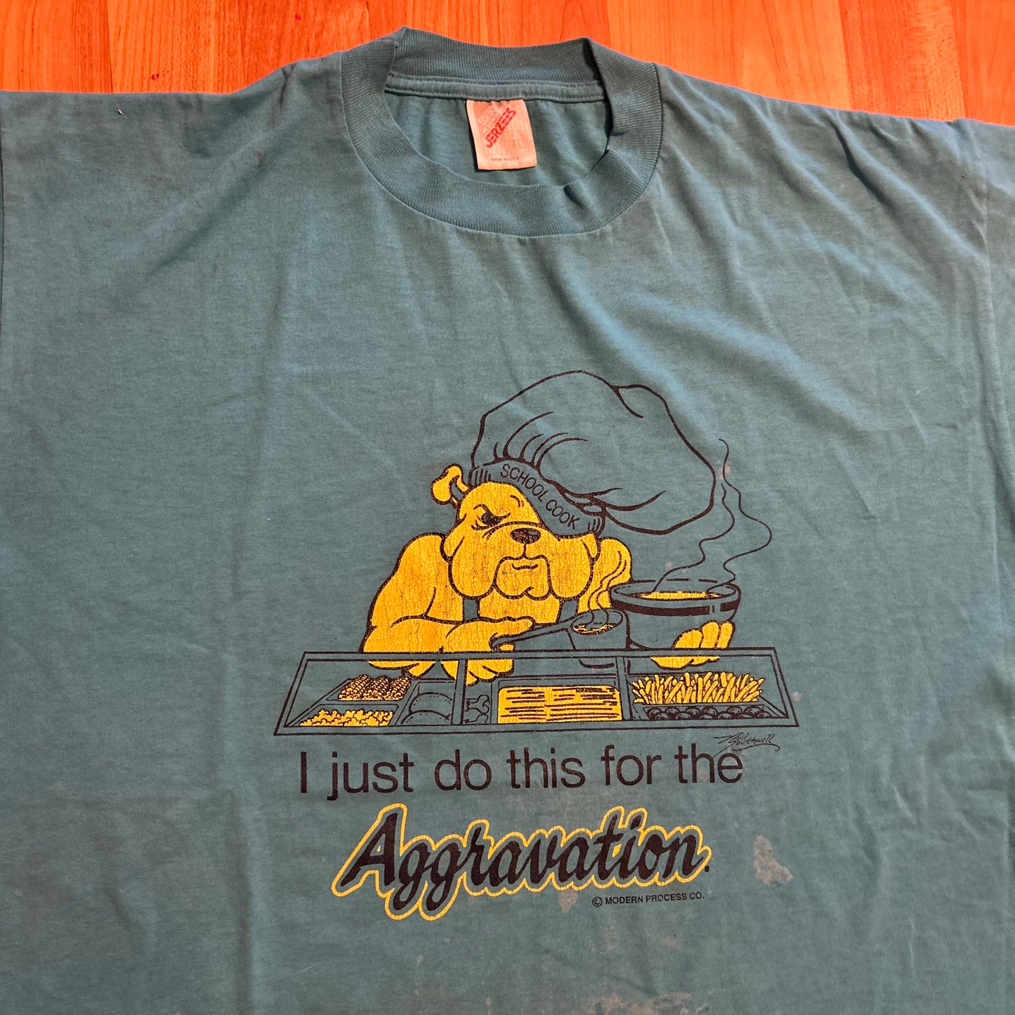 90's Jerzees I Just Do This For The Aggravation Dog Cook Blue Tshirt - Large - 23" x 29"