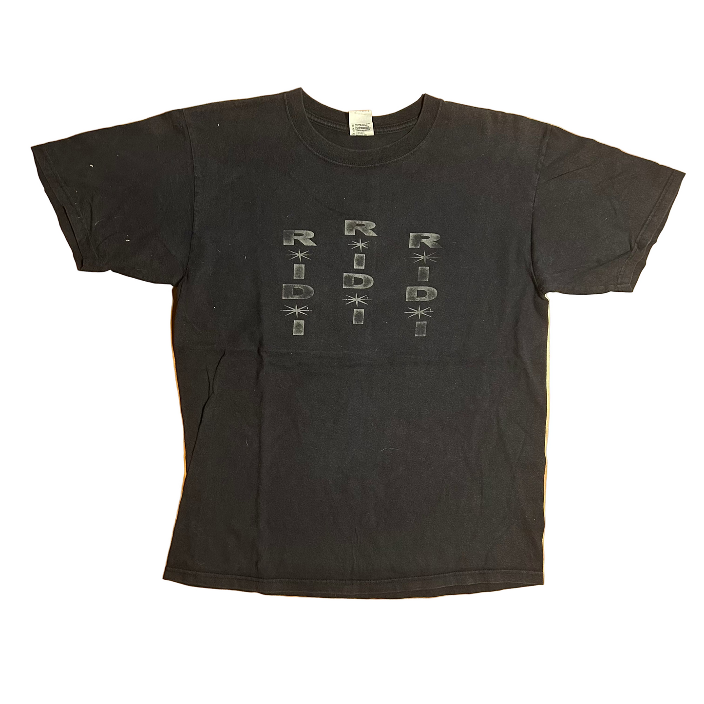 Anvil Ridi Black Grey Faded Cotton Tshirt - Medium - 21" x 27"
