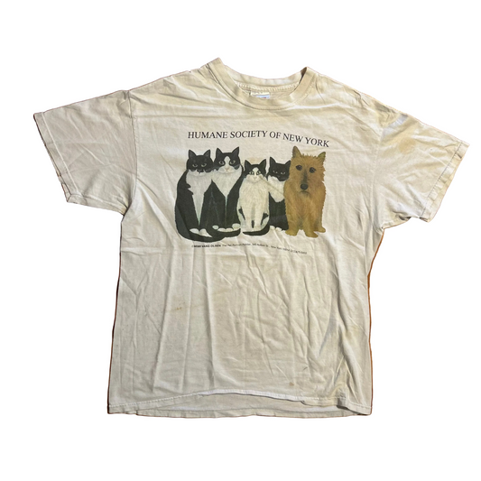 Hanes Heavyweight Humane Society of New York Animals White Tshirt - Medium - 21" x 28.5"