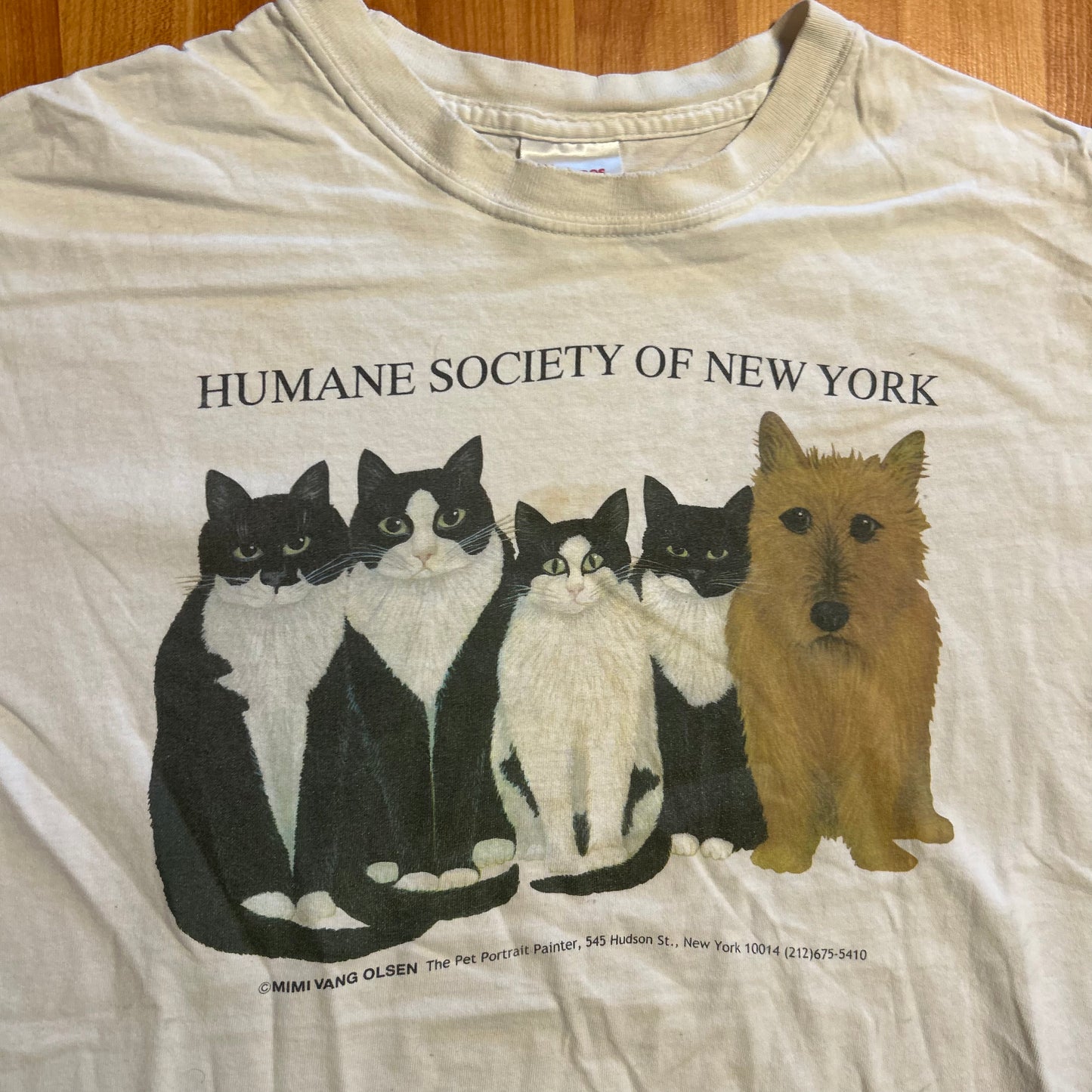 Hanes Heavyweight Humane Society of New York Animals White Tshirt - Medium - 21" x 28.5"
