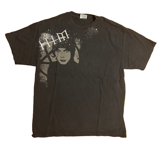 Hanes Heavyweight Him Portrait Y2K Black Cotton Tshirt - Medium - 20" x 28"
