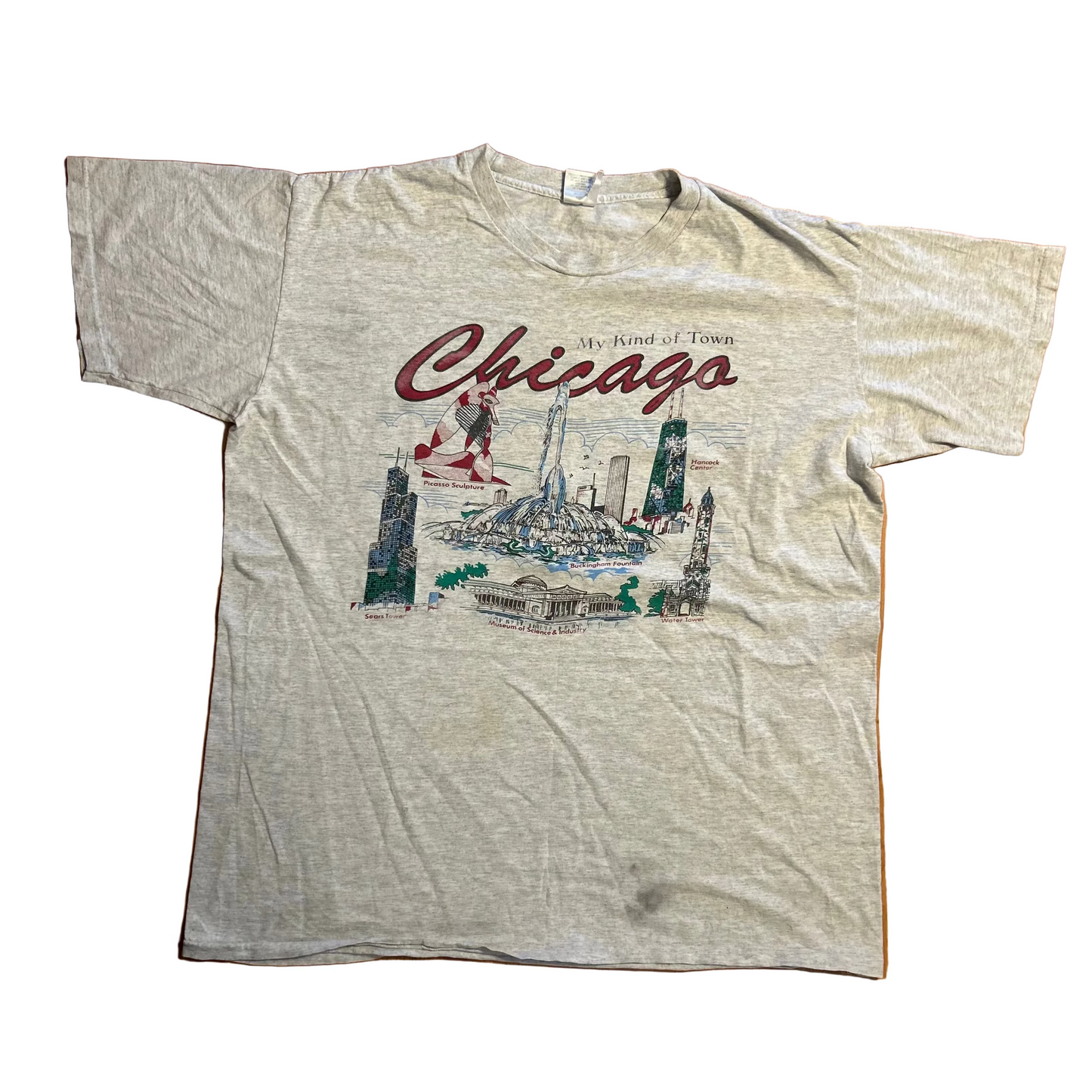 90's Murina Chicago My Type of City Grey Tshirt - XLarge - 26.5" x 32.5"