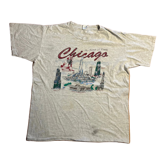 90's Murina Chicago My Type of City Grey Tshirt - XLarge - 26.5" x 32.5"