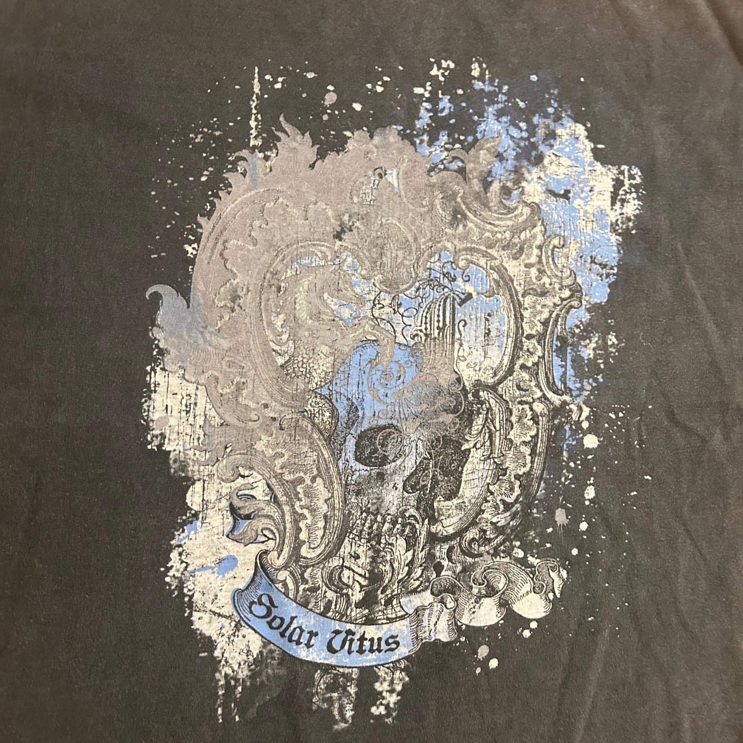 Alstyle Activewear and Apparel Solar Vitus Y2K Black Grey Faded Cotton Tshirt - XLarge - 27" x 31"