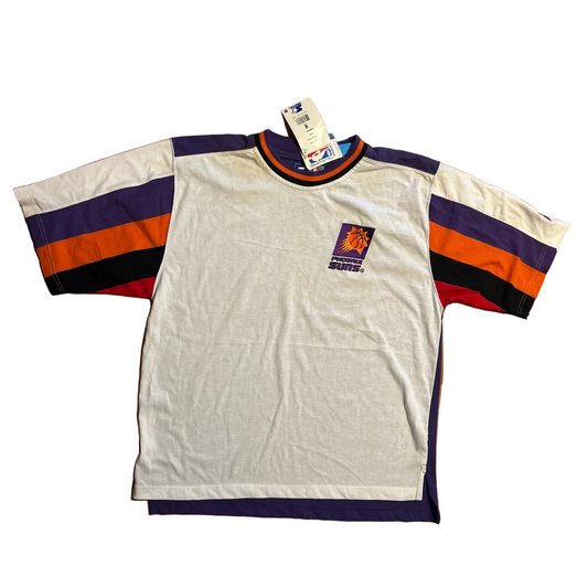 90's Starter NBA Phoenix Suns NWT DS White Purple Tshirt - Large - 22" x 28"