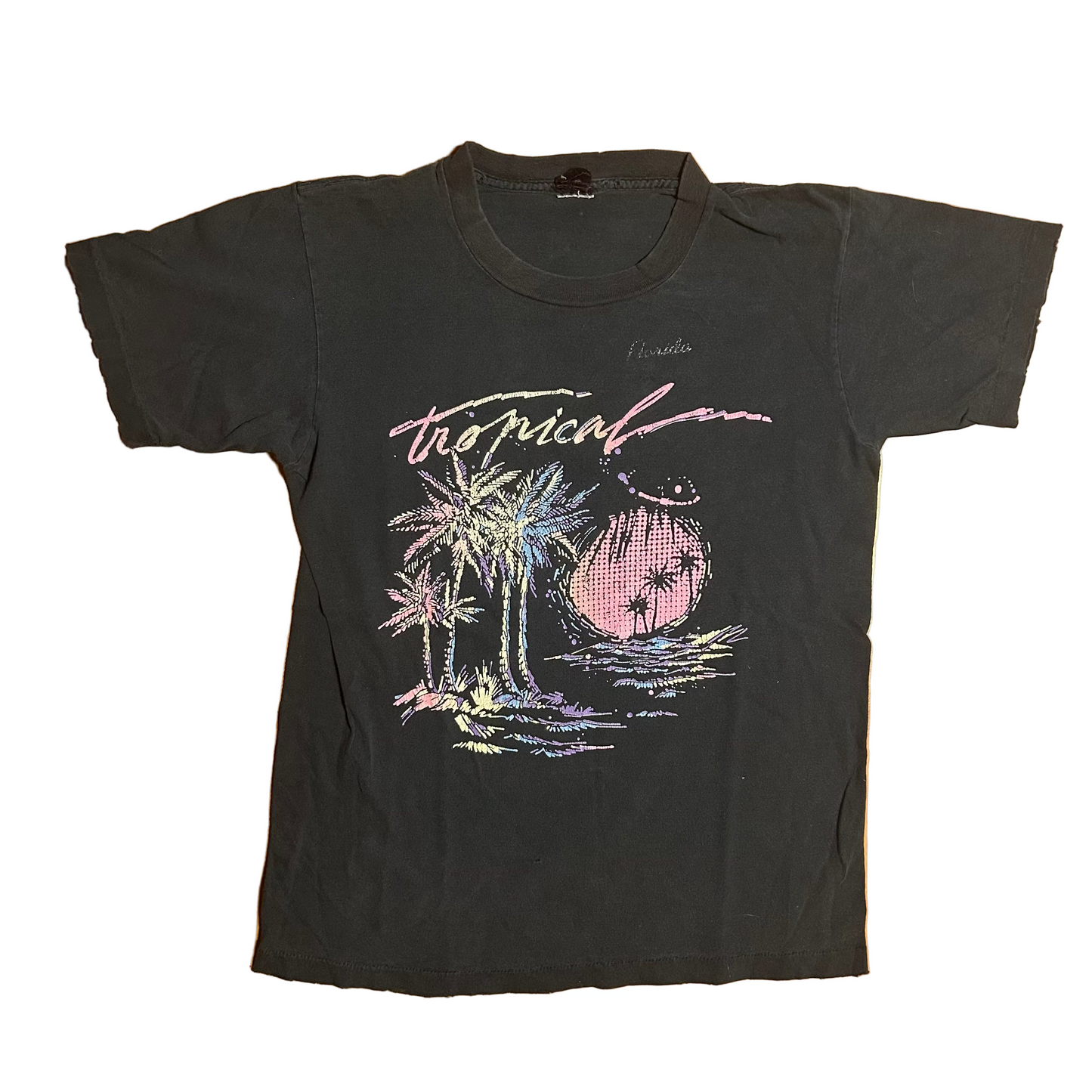 80/90’s Florida Tropical Black Tshirt - Small - 18" x 24"