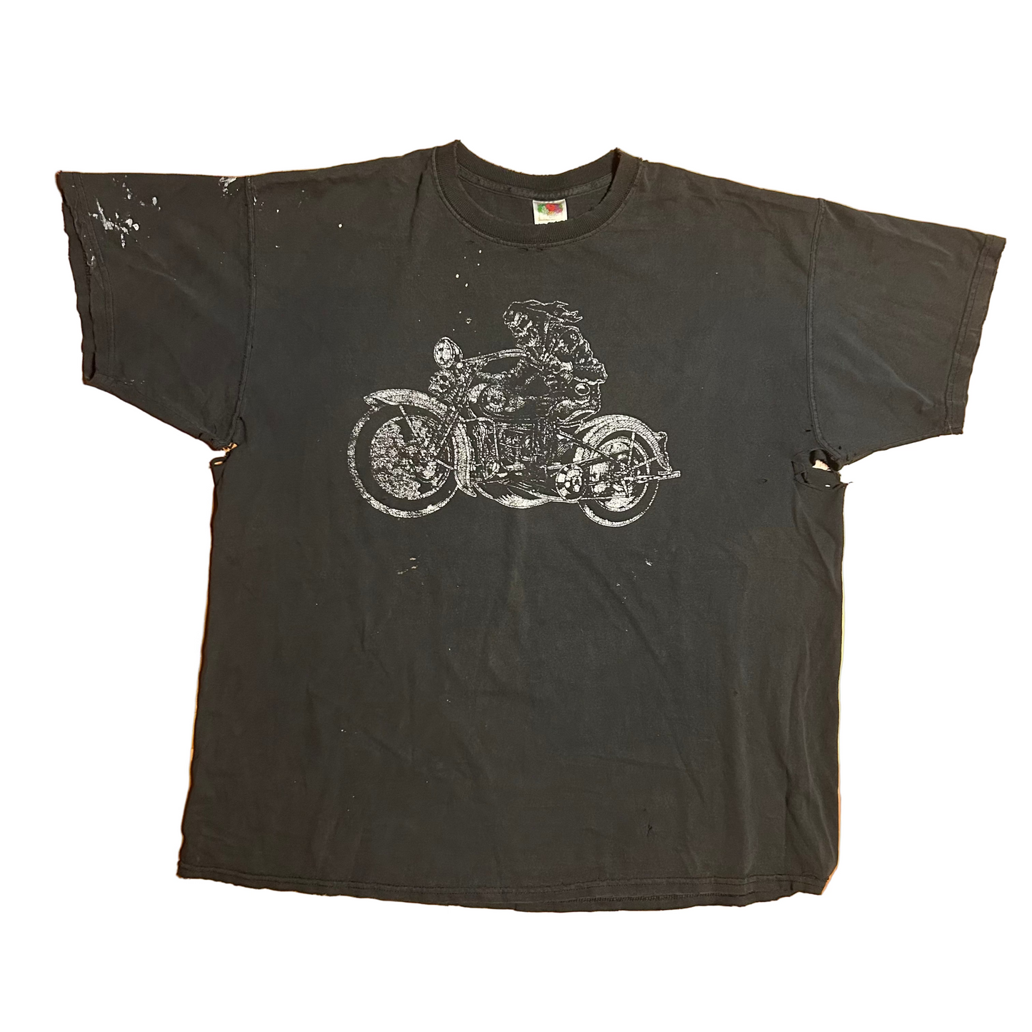 FOTL Lofteez Easy Riders Dallas Motorcycle Distressed Painter Black Grey Cotton Tshirt - XLarge - 25" x 29.5"
