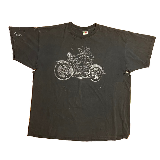 FOTL Lofteez Easy Riders Dallas Motorcycle Distressed Painter Black Grey Cotton Tshirt - XLarge - 25" x 29.5"