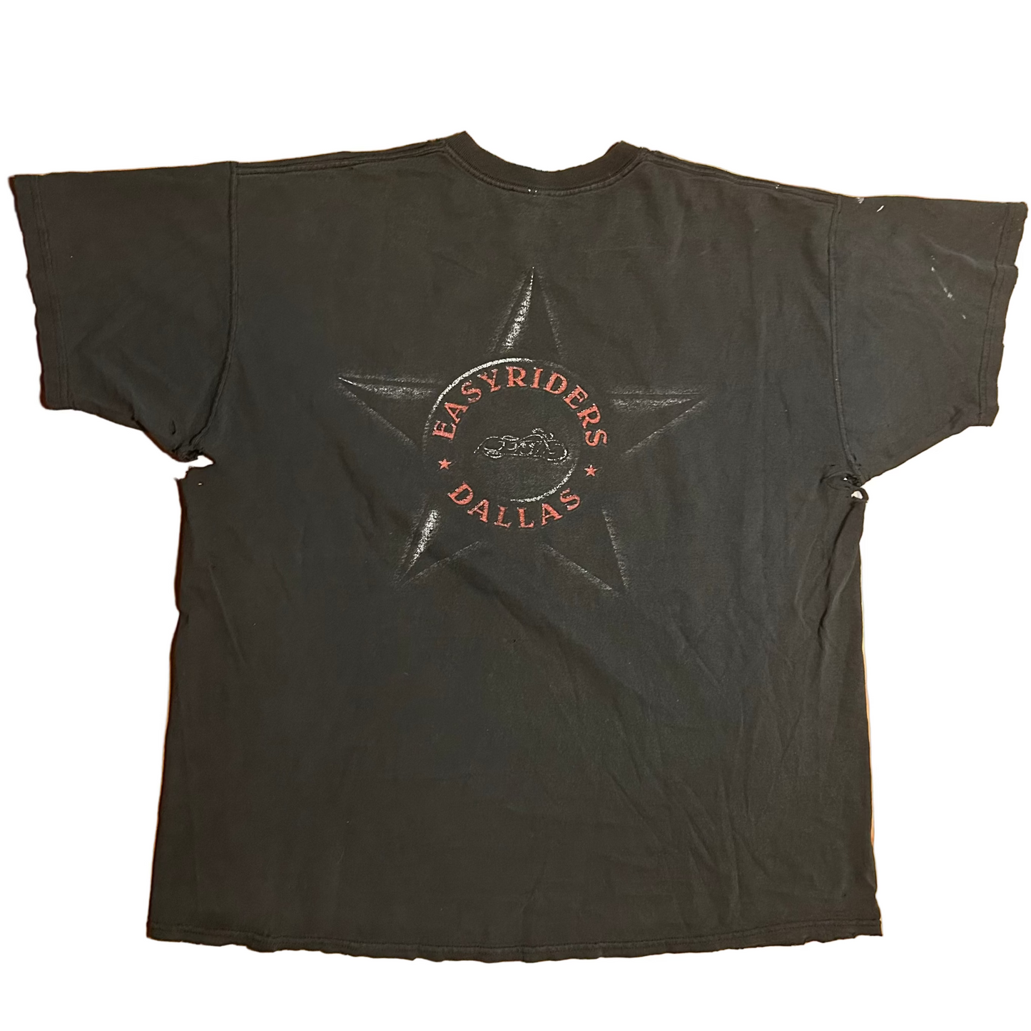 FOTL Lofteez Easy Riders Dallas Motorcycle Distressed Painter Black Grey Cotton Tshirt - XLarge - 25" x 29.5"