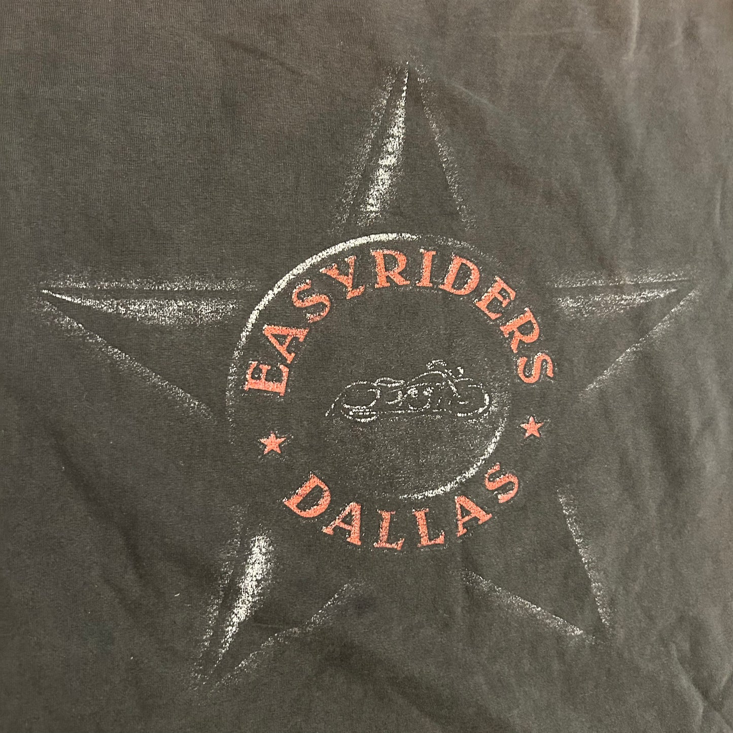 FOTL Lofteez Easy Riders Dallas Motorcycle Distressed Painter Black Grey Cotton Tshirt - XLarge - 25" x 29.5"