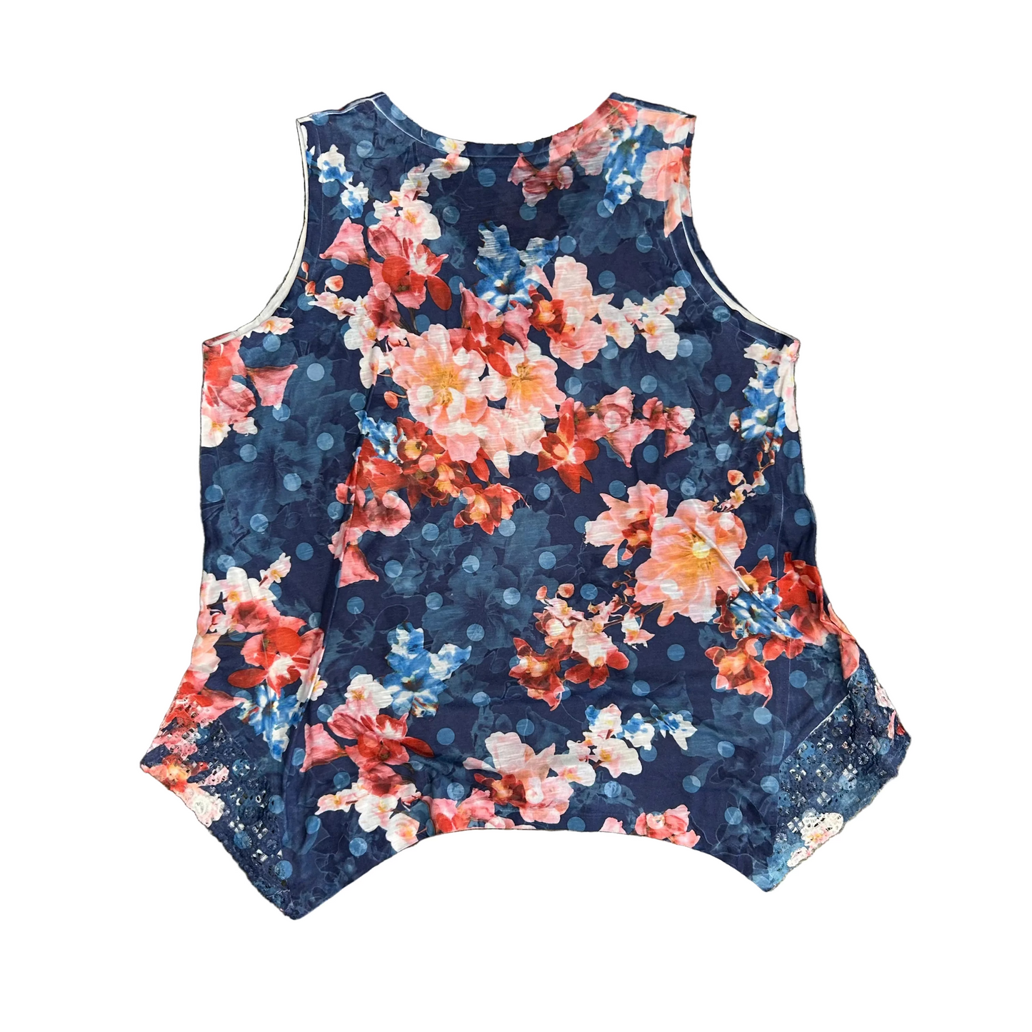 Time and Tru Blue Floral Tanktop Shirt - Large - 22" x 27"
