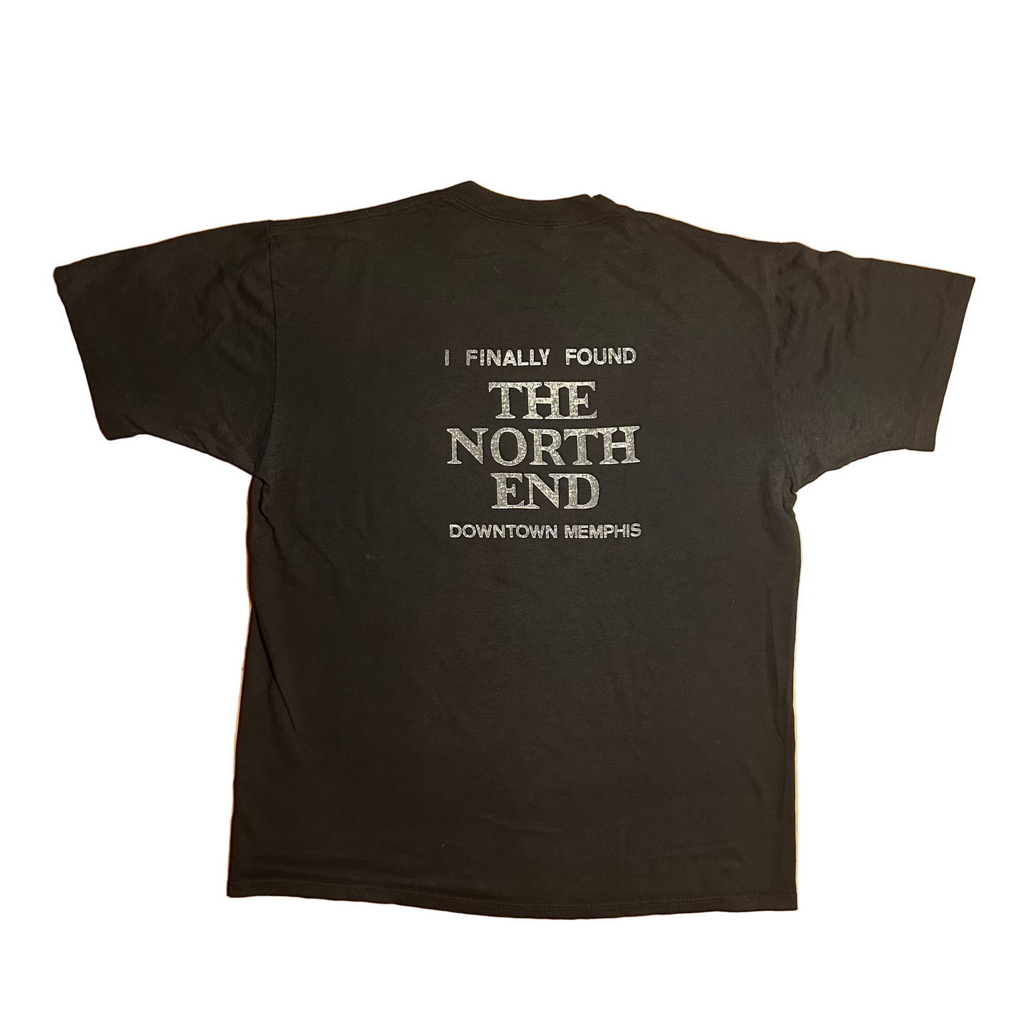 90’s Jerzees I Finally Found the North End Downtown Memphis 1989 Black 50/50 Cotton Polyester Tshirt - Large - 22" x 29"
